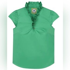 Elizabeth McKay “The Elizabeth” Green Ruffle Blouse